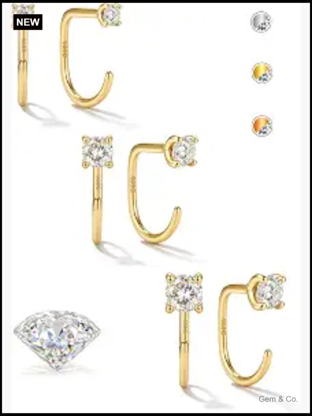 Moissanite Sterling Silver Half Hoop Earrings - Huggie Hoop Earrings for Women